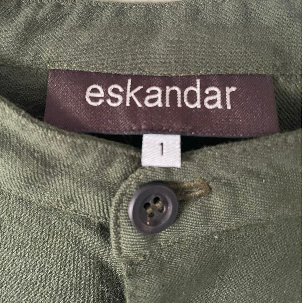 NWOT Eskandar Virgin Wool Button Down Tunic Quiet Luxury Lagenlook Green Artsy - Picture 2 of 10
